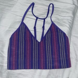 Anthropology Purple Stripped Bralette with Sparkly Detailing